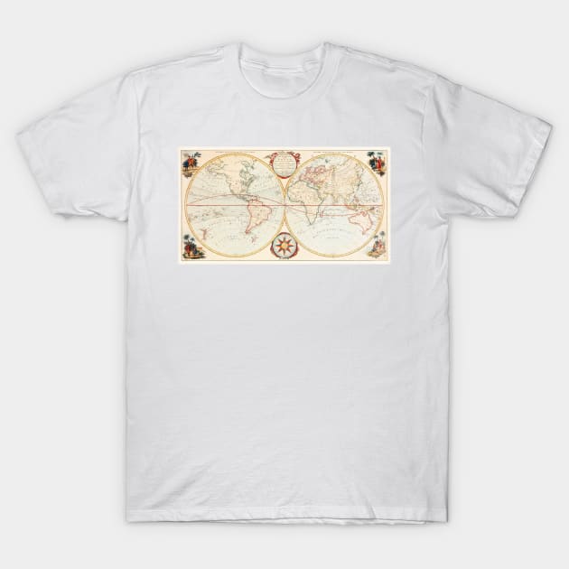 Hemispheres Map T-Shirt by Big Term Designs